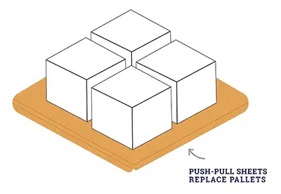 Graphic showing the placement of push and pull sheets