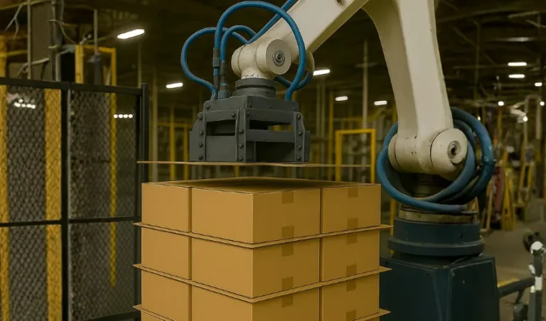 Machine picking up Automatic Palletizer sheets